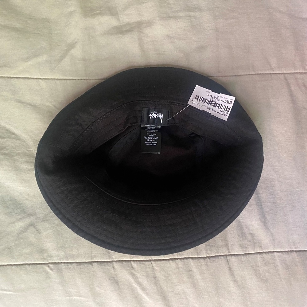 Stussy Bucket Hat Black Stock Logo Embroidered L/XL - Picture 3 of 5